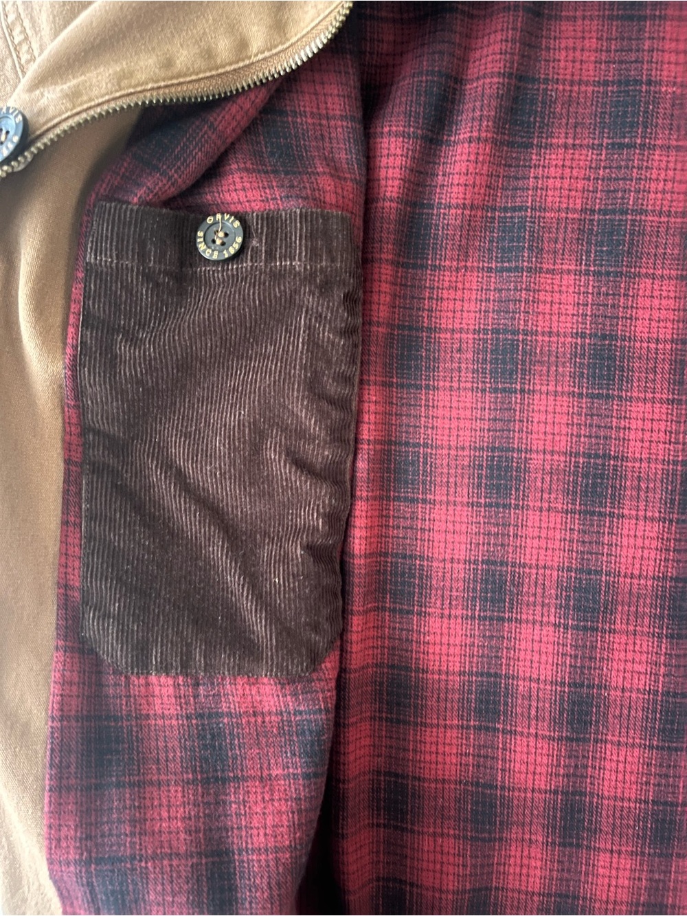 Orvis Heritage Canvas Barn Coat with Dark Brown Corduroy Collar & Plaid Lining - Picture 13 of 16